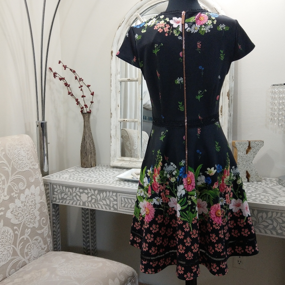 🍒NWT🍒 TED BAKER BLACK SKATER DRESS - Picture 7 of 12